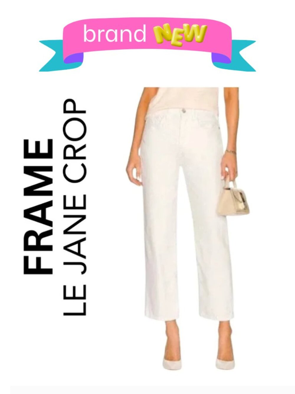 FRAME Le Jane Crop High Rise Size 26 New with Tags White